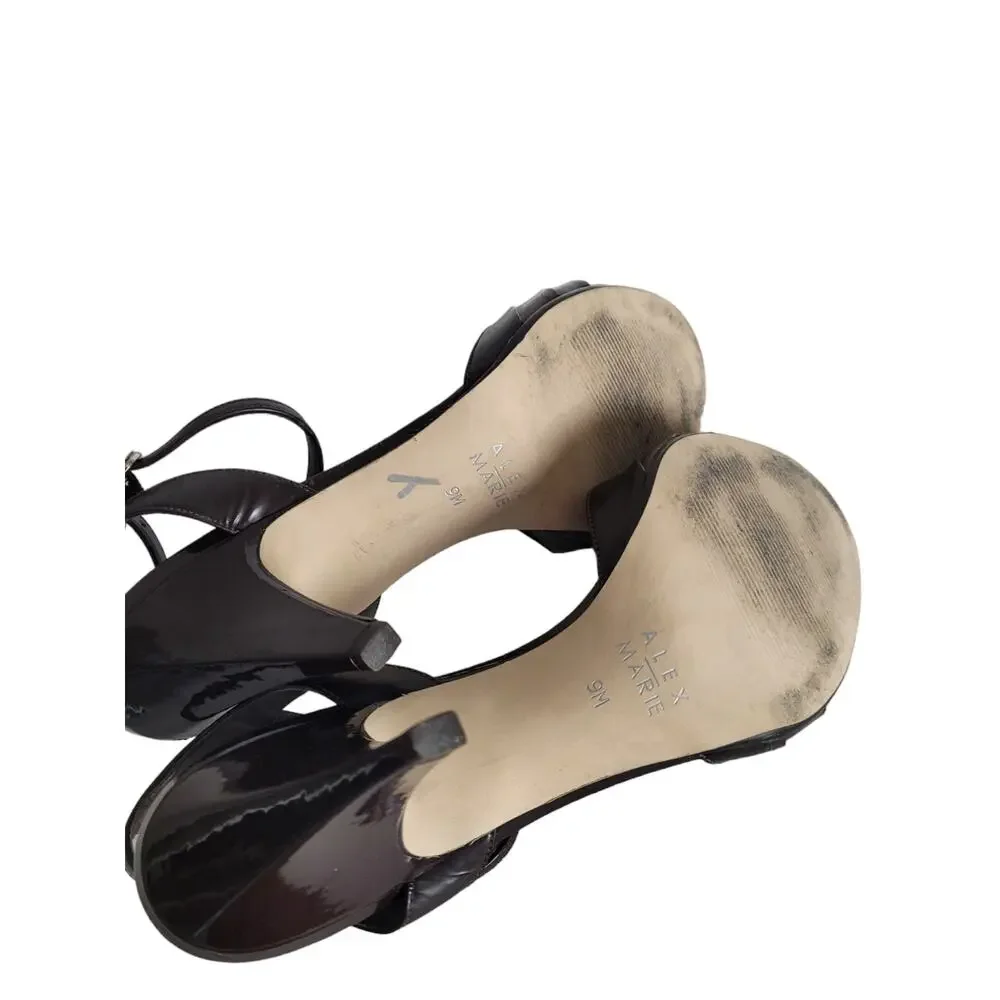 Alex Marie Women's Brown Peep Toe Slingback Heels, Multicolor Toe Design, sz. 9